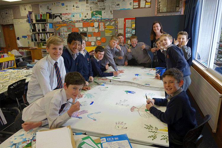 Children learning about the town belt